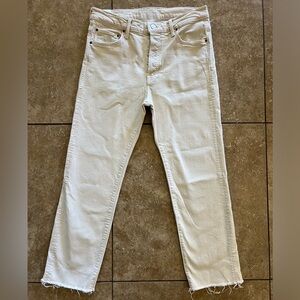 MOTHER White Ankle-Cropped Jeans